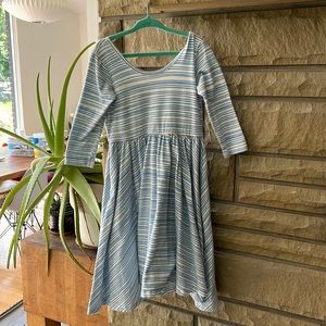 Alice+Ames blue stripe 3/4 sleeve twirl dress size 7